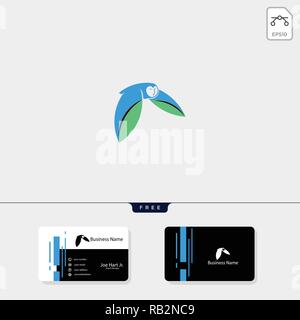 flying owl logo template vector illustration, free business card template design Stock Vector