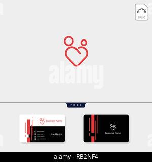 mom and baby care minimal logo template vector illustration, free business card template design Stock Vector