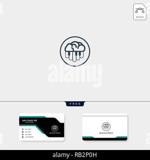 brain and piano concept logo template for corporate vector illustration, free business card design template include Stock Vector
