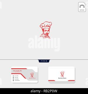 chef logo template for corporate vector illustration, free business card design template include Stock Vector