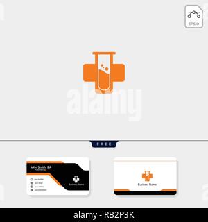 laboratory, health, medicine, care logo template vector illustration, free your business card design template Stock Vector
