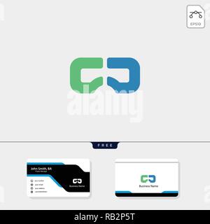 Virtual Reality, VR, vision logo template vector illustration, free business card design template Stock Vector