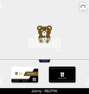 bear logo template vector illustration, free business card design template Stock Vector