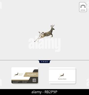 deer low poly concept logo template vector illustration, free your business card design template Stock Vector