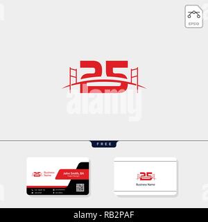 25 Bridge building logo template for corporate vector illustration, business card design template include Stock Vector