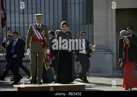 Madrid, Spain. 06th Jan, 2019. King Felipe VI and Queen Letizia during the Military Easter 2019 at RoyalPalace in Madrid on Sunday 6th January 2019. Credit: CORDON PRESS/Alamy Live News Stock Photo