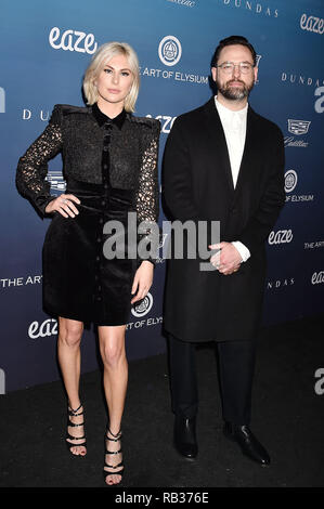 Los Angeles, United States. 05th Jan, 2019. LOS ANGELES, CA - JANUARY 05: Sarah Barthel (L) and Josh Carter of Phantogram attend Michael Muller's HEAVEN, presented by The Art of Elysium at a private venue on January 5, 2019 in Los Angeles, California. Credit: Jeffrey Mayer/Alamy Live News Stock Photo