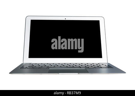 Laptop computer PC with blank screen mock up isolated on white background. Laptop isolated screen. Tablet white screen with copy space. Empty space fo Stock Photo