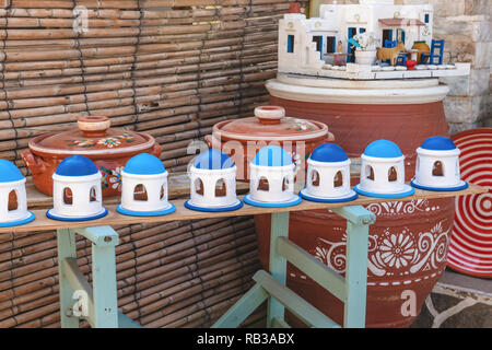SIFNOS, GREECE - September 10, 2018: The art of pottery and ceramic traditional products of Sifnos. Stock Photo