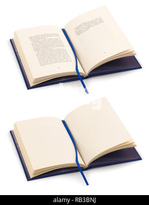 Open book with blue ribbon marker Stock Photo