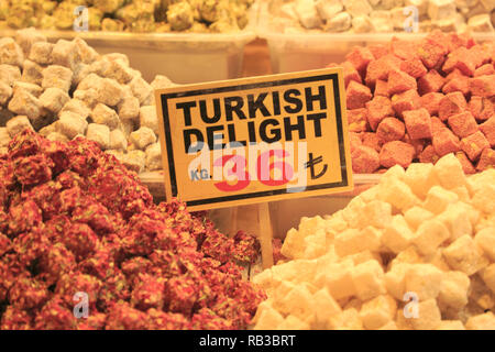 Turkish Delight, Spice Bazaar, Misir Carsisi, Egyptian Market, Eminonu, Istanbul, Turkey, Europe Stock Photo