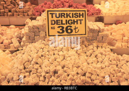 Turkish Delight, Spice Bazaar, Misir Carsisi, Egyptian Market, Eminonu, Istanbul, Turkey, Europe Stock Photo