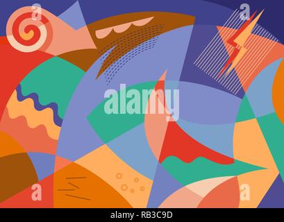 Abstract composition of the sea in the storm with the wind and rain Stock Vector