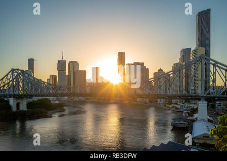 brisbane with story bridge in australia at dusk Stock Photo