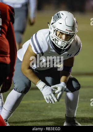 Football action with Shasta vs. Foothill High School in Palo Cedro, California. Stock Photo