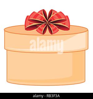 Round box with gift decorated by red bow Stock Vector