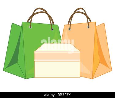 Bags packages and box from paperboard.Vector illustration Stock Vector