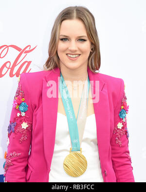 Canadian freestyle skier Cassie Sharpe  attends the 6th Annual 'Gold Meets Golden' Party Hosted by Nicole Kidman and Nadia Comaneci at The House On Sunset in Hollywood on January 5, 2019. Stock Photo