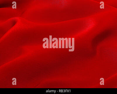 Wavy red satin fabric background Stock Photo