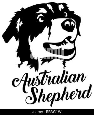 Australian Shepherd head with name
