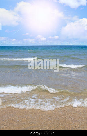 Beautiful beach with sparkle sunlight Stock Photo