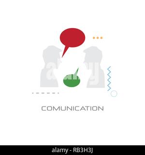 two men chat bubble speech business communication concept flat style isolated Stock Vector