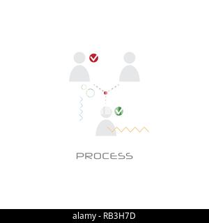 business teamwork organization scheme user group network process concept flat style isolated Stock Vector