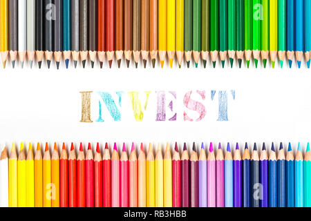 Invest drawing by colour pencils Stock Photo