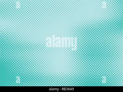 Abstract dots stripe halftone effect on green turquoise background and texture. Retro 80's style color. Vector illustration Stock Vector