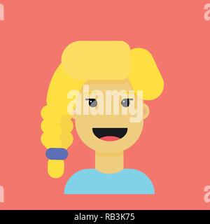 Creative vector illustration of a cartoon happy blonde girl. Stock Vector