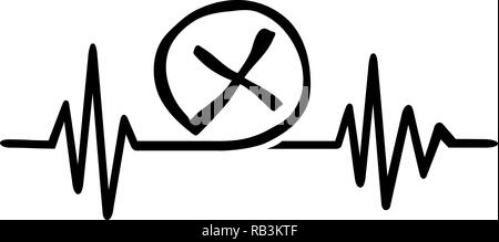 Heartbeat pulse line with geocaching sign Stock Vector