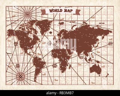 Coffee break. Coffee time. Coffee beans. Turkish coffee World map Stock Vector