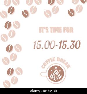 Coffee break. Coffee time. Coffee beans Turkish coffee Stock Vector