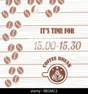 Coffee break. Coffee time. Coffee beans Turkish coffee Stock Vector