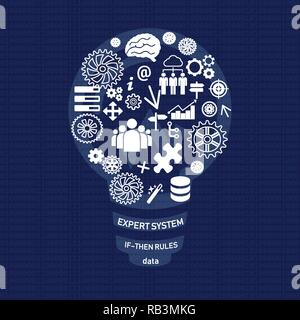 Expert system lettering  web design. Concept. Lettering. Light background Stock Vector