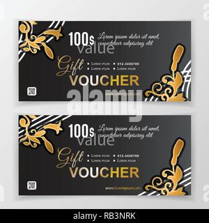Vector gift voucher template. Universal flyer for business. luxury vector design for department stores, business. 100 dollars Stock Vector