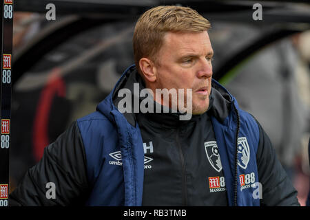 5th January 2019, Dean Court, Bournemouth, England; The Emirates FA Cup, 3rd Round, Bournemouth vs Brighton ; Eddie Howe manger of bournemouth  Credit: Phil Westlake/News Images   English Football League images are subject to DataCo Licence