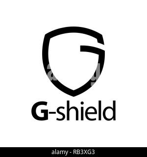 Shield initial black line letter G logo concept designtemplate Stock Vector