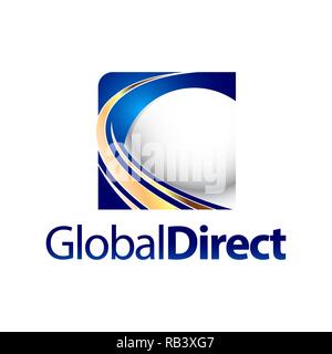 Technology Global direct square sphere logo concept design template idea Stock Vector