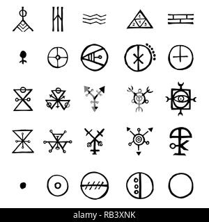 Large set of alchemical symbols isolated on white background. Hand ...