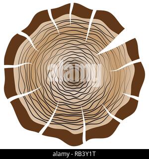 Tree growth rings logo icon, vector tree rings background and saw cut tree trunk. Logo template. Corporate icon. Brand visualization. Eco, bio, organi Stock Vector