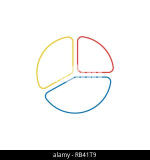 Vector illustration icon concept of three parts diagram. Color outlines. Stock Vector