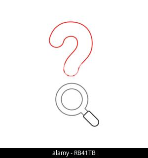 Vector illustration icon concept of question mark with magnifying glass. Color outlines. Stock Vector