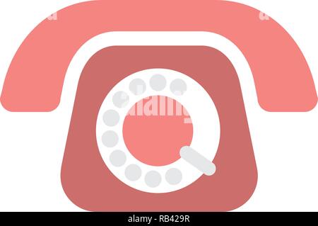 Old rotary phone flat vector icon isolated on a white background. Stock Vector