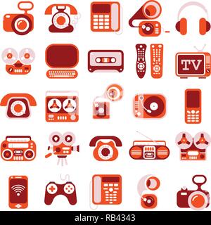 Electronic devices flat vector icons isolated on a white background. Stock Vector