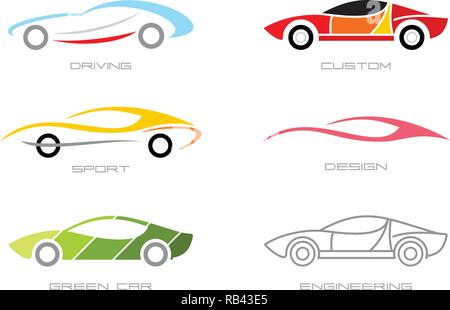 Modern cars. Set of various vector icons isolated on a white background. Can be used as the logo. Stock Vector