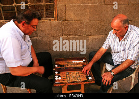 Via Recta, playing backgammon. Damascus. Syria, Middle East Stock Photo