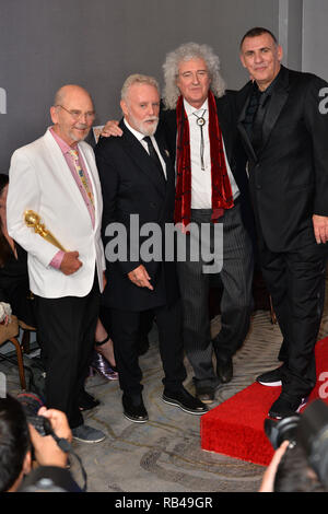 Los Angeles, USA. 06th Jan, 2019. LOS ANGELES, CA. January 06, 2019: Jim Beach, Roger Taylor, Brian May & Graham King at the 2019 Golden Globe Awards at the Beverly Hilton Hotel. Picture Credit: Paul Smith/Alamy Live News Stock Photo