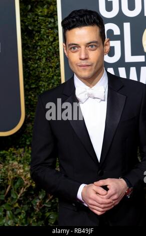 Beverly Hills, California, USA. 06th Jan, 2019. Rami Malek attends the 76th Annual Golden Globe Awards, Golden Globes, at Hotel Beverly Hilton in Beverly Hills, Los Angeles, USA, on 06 January 2019. | usage worldwide Credit: dpa picture alliance/Alamy Live News Stock Photo