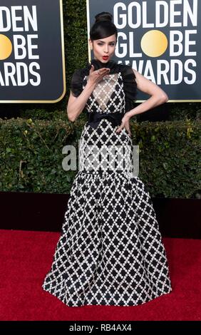 Beverly Hills, California, USA. 06th Jan, 2019. Sofia Carson attends the 76th Annual Golden Globe Awards, Golden Globes, at Hotel Beverly Hilton in Beverly Hills, Los Angeles, USA, on 06 January 2019. | usage worldwide Credit: dpa picture alliance/Alamy Live News Stock Photo